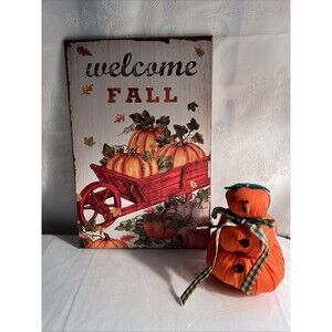 THANKSGIVING Wall Art Quote 'Welcome Fall' Pumpkins / Pumpkin Snowman